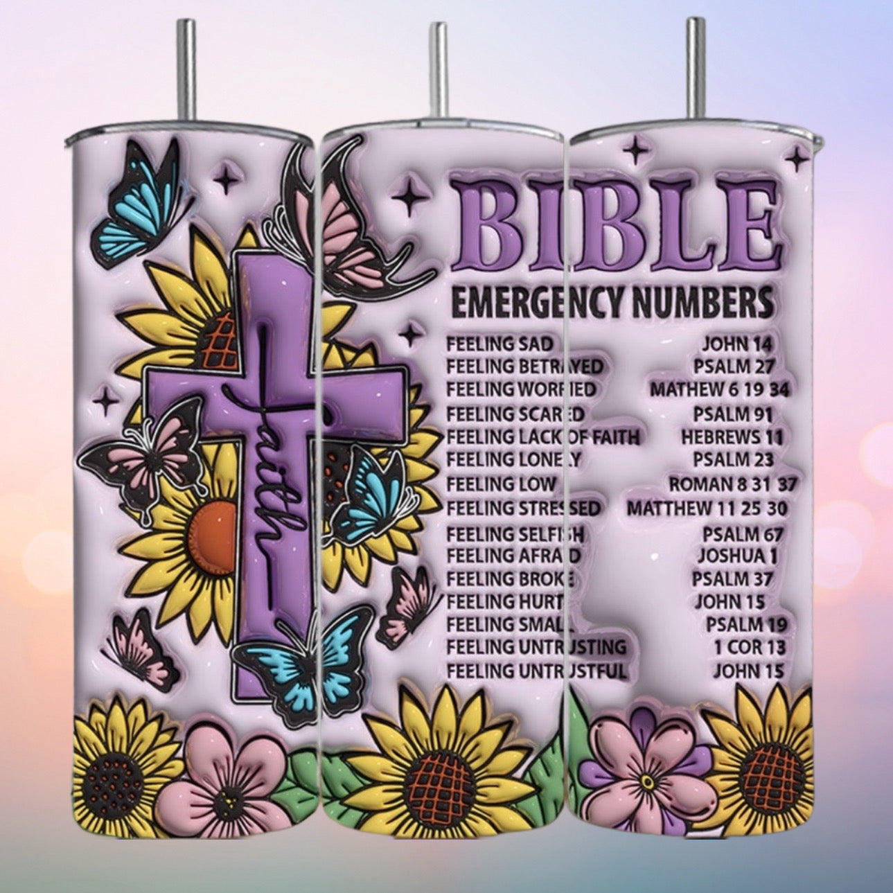 3D Bible Emergency Numbers 20oz Tumbler