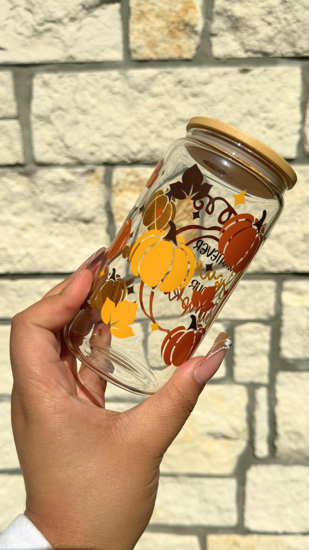 Glass Pumpkin spice Cup
