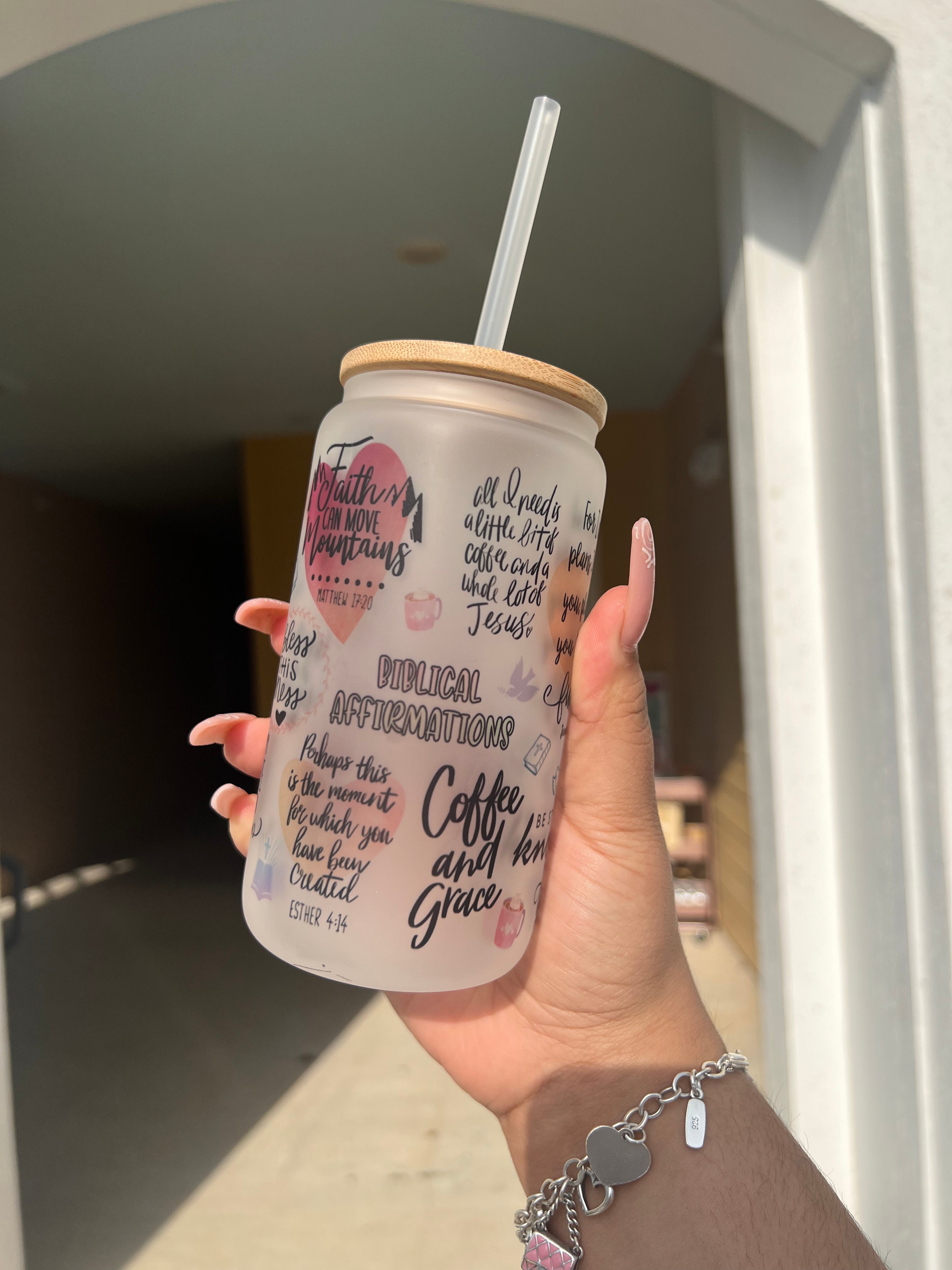 Biblical Affirmations frosted cup