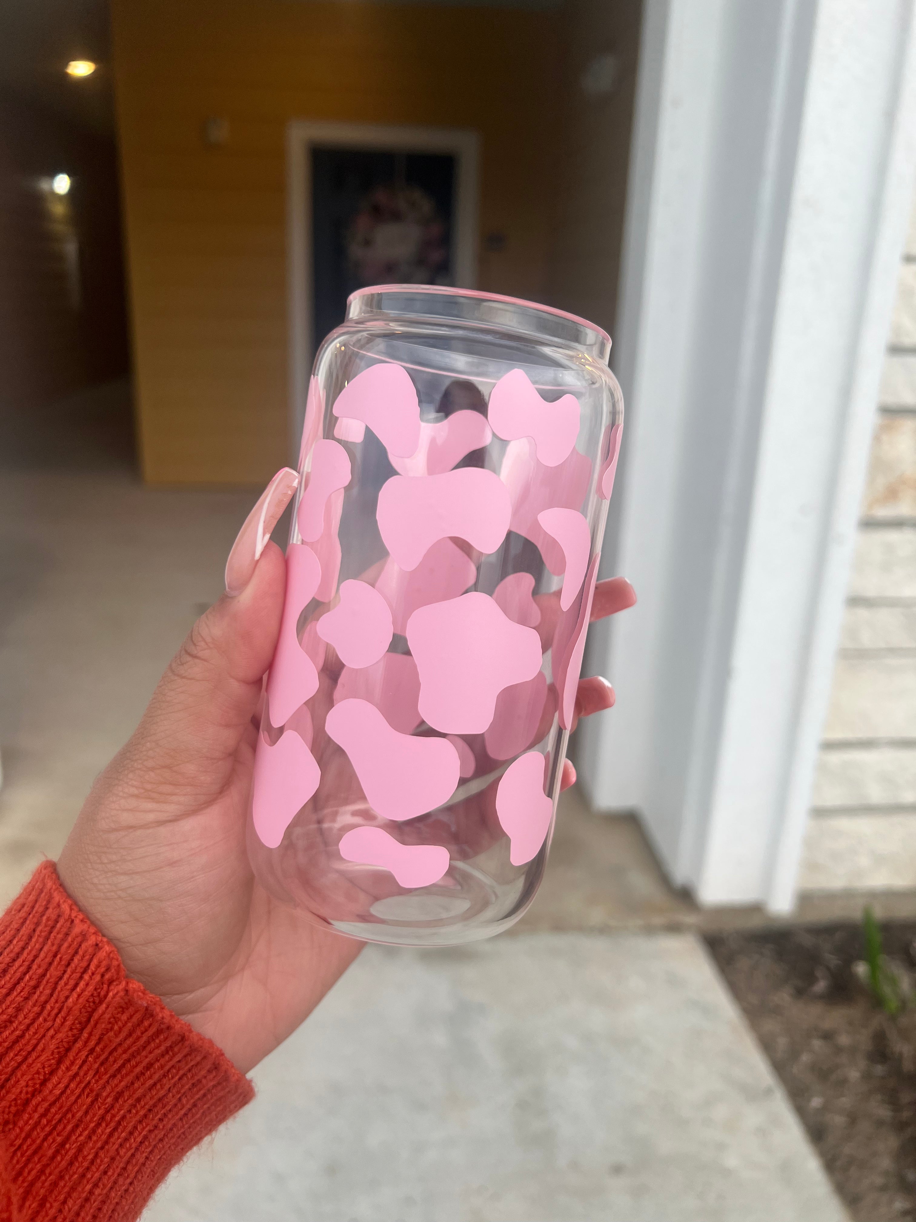 pink cow print cup