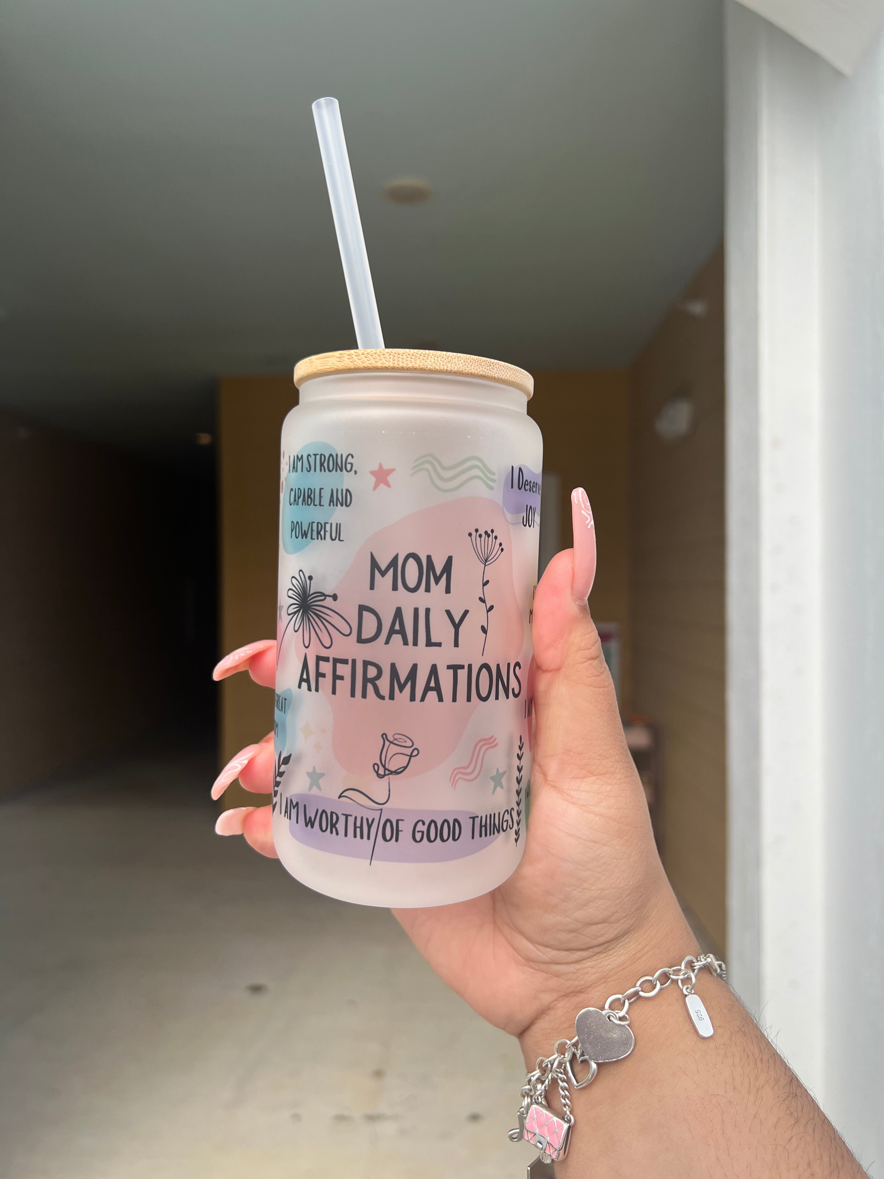 Mom daily affirmations frosted cup